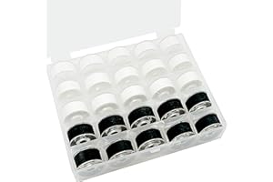 ‎NEW BROTHREAD New brothread 25pcs/Pack 15Weiß+10Schwarz 60S/2 (90WT) Bobbin Thread Vorgewickelten Spulen Unterfaden Kunststoff Größe A SA156 für Stickerei und Nähmaschine Brother/Babylock/Janome/Singer/Kenmore