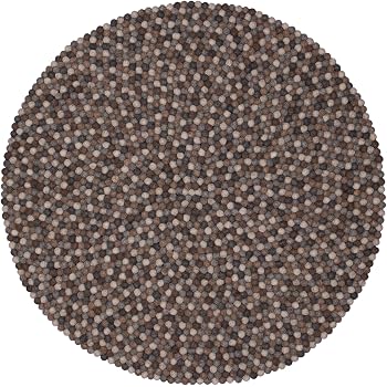 Myfelt Otto Filzkugelteppich Rund Schurwolle Grau Braun O 160