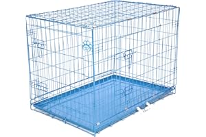 Cozy Pet Dog Cage 36" Blue Metal Tray Folding Puppy Crate Cat Carrier Dog Crate DC36BL. (We do not ship to the Channel Islands.)