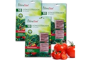 floraline® | 30x Tomaten - Düngestäbchen | pro Stäbchen: Tomatendünger für bis zu 3 Monate hohe Ernten und schmackhafte Früchte pro Stäbchen | Schonende & kinderleichte Anwendung