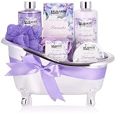 BRUBAKER Cosmetics Lavender Bath and Shower Set - 7 Piece Gift Set in a Decorative Tub
