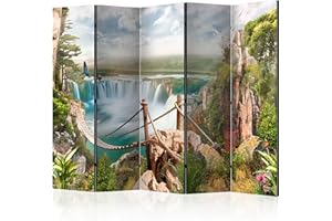 ‎MURANDO murando Akusticher Raumteiler Landschaft 225x172 cm beidseitig auf Vlies-Leinwand Bedruckt Trennwand Spanische Wand Sichtschutz Raumtrenner Design Wasserfall Dschungel c-B-0138-z-c
