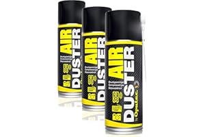 3 x 400ml Oputec Air Duster - Aspiratore ad aria compressa con estensione - Facile pulizia di tastiera, PC, computer, telefono, fotografica, stampante, console Xbox, Playstation - Made in Germany