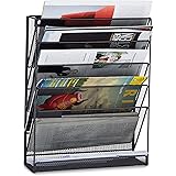 Relaxdays tijdschriftencassette, A4, 4 vakken, modern, HBD: 26x31x30,5 cm, kantoor & thuis, magazinehouder staal, zilver