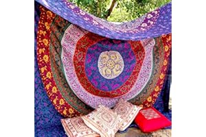 RAJRANG Hippie Tenture murale 213x137cm Boho Mandala Tapisserie Floral Wall Decor Couverture Beach Throw Literie Coton - Multicolore