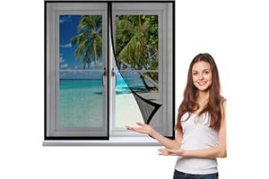 GOUZOO Tenda Zanzariera Magnetica Finestra 160 x 140 cm, Tenda Anti-insetti Zanzare, Rete Superfine Autoadescante per Finestra, Nero