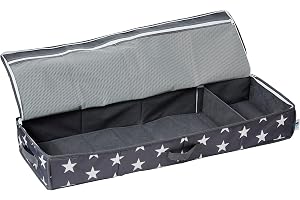 LOVE IT STORE IT Väska för förvaring av presentpapper – högkvalitativ presentpappersorganisatör – med fack för presentband – grå med stjärnor – 90 x 30 x 12 cm