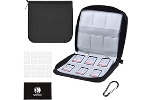 CAMKIX Etui na karty pamięci - odpowiednie do 88x SD, SDHC, Micro SD, Mini SD i 4X CF - uchwyt z 88 gniazdami (8 stron) - do przechowywania i podróży