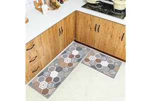 HSGLGNA Alfombra de Cocina, 2 Piezas, Antideslizante, Lavable, para Cocina, Pasillo, Sala de Estar, Dormitorio, baño (Estilo J, 40x60+40x120cm)