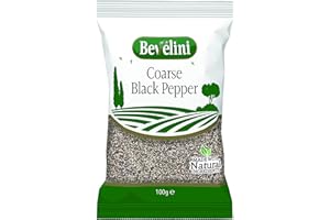 Bevelini Coarse Black Pepper 100g - Crushed Black Peppercorns for Cooking, Marinades, Curries & Seasoning - Aromatic Coarse Grind - 100% Pure, Natural, Vegan-Friendly Spice
