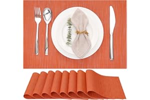 MYIR JUN Myir Tovagliette Americana Plastica Lavabili, Set di 8 Tovagliette Non-scivolose Resistenti al calore, Tovaglietta Americane per Tavolo da Cucina 30X43.5cm(Arancio)