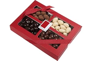 Rita Farhi Selection of Milk, Dark, White and Cinnamon Chocolate Covered Almonds in a Luxury Gift Box 390 g - Palm Oil Free