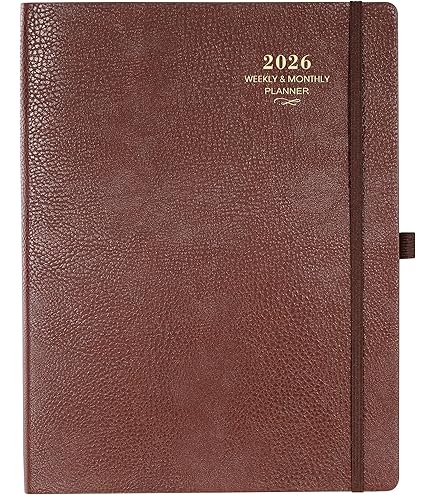 Nekmit Leather Planner 2025, A5 Refillable Runs From March 2025 To June 2026 Ring Binder 5x8 Planner Monthly Weekly, Crazy Horse Leather Cover