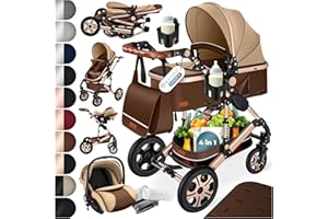 KESSER® Loops 3 in 1 Stroller combo juego completo de sillas de paseo incl. Asiento deportivo para bañera y silla de paseo, neumáticos de caucho macizo, bolso cambiador