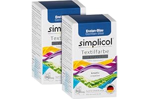 simplicol Lot de 2 teintures textiles expert - Bleu gentiane - Pour une teinture créative et facile en machine à laver ou manuellement - 1739 (2 x 1709) - 150 g