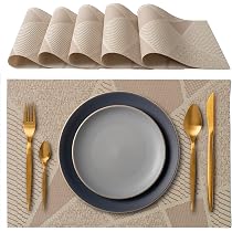 Set Di 6 Tovagliette In Pelle Lavabili Impermeabili – Doppia Faccia Beige/grigio, Antiscivolo, Rettangolari 30x43 Cm + 6 Sottobicchieri