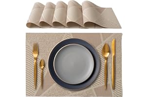 IPEA Tovagliette Americane Eleganti 45 x 30 cm per Cena, Pranzo, Colazione - 6 Unità - Tovaglietta Lavabile, Resistente al Calore, Antiscivolo, Antimacchia per Tavolo della Cucina e Sala - Beige