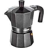 Monix Vitro Noir | Italian Coffee Maker 3 Cups | Suitable for glass ceramic, gas and electric, heat resistant handle