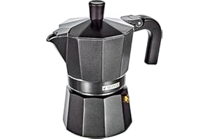 Monix Vitro Noir | Italienische Aluminium-Kaffeemaschine für 3 Tassen, geeignet für alle Küchenarten außer Induktion