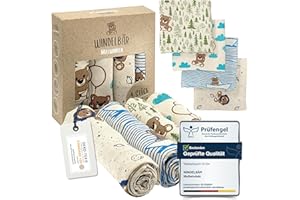 Windelbär Mullwindeln 4er Set – saugstarke & weiche Spucktücher für Babys (80x57 cm), 100% Bio Musselin-Baumwolle, Mulltuch, ÖKOTEX & FSC zertifiziert, Baby Erstausstattung