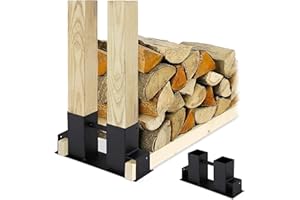 Relaxdays Holzstapelhilfe 2er Set, DIY Holzunterstand für Kanthölzer, Holzaufbewahrung, beschichteter Stahl, schwarz, 16 x 34 x 10 cm