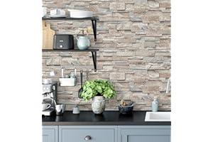 GAULAN 127671 - Carta da parati lavabile in vinile imitazione pietra ardesia strutturata in rilievo per pareti soggiorno cucina bagno corridoio sala da - Rotolo di 10 m x 0,53 m