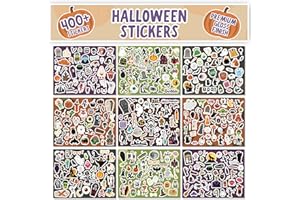 NOBLE PRODUCTS Halloween Stickers - Over 400 Premium Self-Adhesive Gloss Paper Stickers for Children - Decorations for Halloween Party, Craft, Scrapbook, Party Bag Fillers for Kids - Witch, Vampire, Ghost, Skulls
