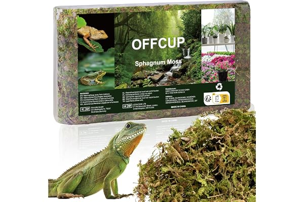 OFFCUP 1000g Sphaigne pour Plante, Sphaigne Fraîche Compressée pour Orchidées Mélange Pot, Mousse Naturelle pour Reptiles, Tuteur en Sphaignes Substrat de Culture Naturel (1000g)