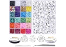 EuTengHao 6810Pcs Small Glass Seed Beads and Letter Beads Set for Jewelry Bracelets Making with 0.8mm Bracelet String 4mm Gla