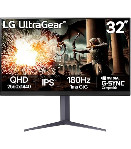LG UltraGear 32GS75Q‑B 32″ QHD (2560×1440) IPS Gaming Monitor, 180