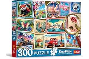 Trefl - Puzzle EasyPiece: Znaczki Pocztowe - 300 Elementów - Duże Elementy, Łatwe Układanie, dla Dorosłych i Dzieci od 10 lat