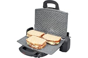 TM Electron TMPGR004 grill elettrico con piastre staccabili, apertura a 180°, 5 strati di rivestimento antiaderente, 1430 cm2 superficie di cottura, altezza regolabile, 3 livelli di temperatura, 1800