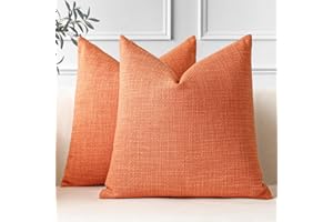 JOTOM 2 Pezzi Federe Cuscini Divano 45x45cm Copricuscini Per Divano in Lino Arancione Decorativo Copricuscini Cuscino Caso Decorazione per la Casa Federe per Divano Soggiorno Letto (Arancione)