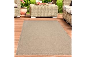 CARPETIA Alfombra para Exteriores Resistente a la Intemperie con Aspecto de sisal para balcón jardín terraza Cocina de Color Beige Natural de 120 x 170 cm.
