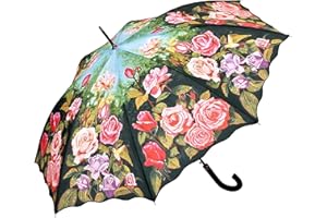 VON LILIENFELD® Parapluie Roseraie Fleur Canne Grand Robuste Ouverture Automatique Résistant au Vent