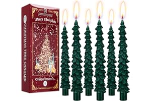 Deco Express Candele per Albero di Natale, Set da 6 Candele da Tavola con Durata di 7 Ore, Centrotavola e Decorazioni Natalizie, Idea Regalo Xmas (Verde, 6 Pezzi)