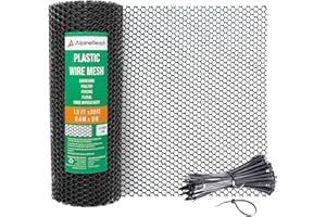 AlpineReach Plastic Wire Mesh 0.4m x 9m Fence Roll with Cable Ties - Ideal for Poultry, Dogs, Rabbit Barrier & Gardening, Durable Chicken Mesh, Versatile Rigid Fencing & Netting, Black