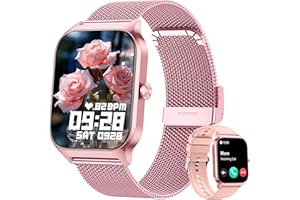 KALINCO Reloj Inteligente Mujer Hombre, Smartwatch Mujer con Llamadas/Whatsapp/Presión Arterial/Frecuencia Cardíaca/SpO2/Sueño/Estrés, Pulsera Actividad, Reloj Despertador Digital, Regalo iOS Android
