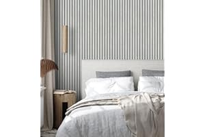 GAULAN 500682661 - Papel Pintado de Listones de Madera teñida de Blanco imitando el diseño de palillería para Pared salón Cocina baño Dormitorio Pasillo - Muestra DIN A4