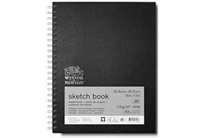 Winsor & Newton 6672010 szkicownik z bindowaniem spiralnym, 80 arkuszy papieru do szkicowania z mikroperforowanymi arkuszami o wymiarach 22,9 x 30,5 cm