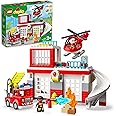 LEGO DUPLO Caserma Dei Pompieri ed Elicottero, Set con Camion Giocattolo dei Vigili del Fuoco e 2 Personaggi, Giochi Educativ