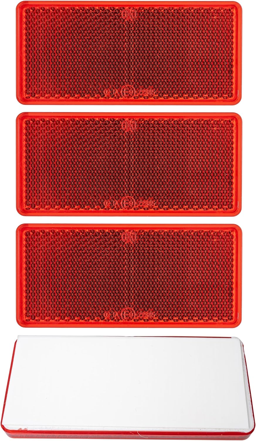Reflectores para Pegar, 4 Uds, Rojo, 94 x 44 mm, Marca de E, Reflector de Seguridad Remolque, Caravana, Poste, Captafaro, Derecho e Izquierdo, Reflector de Remolque Estándar, Catadioptrico Rojo
