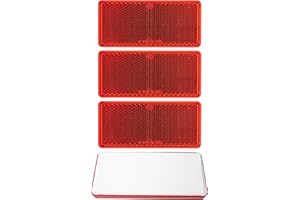 YOUR DAY MATE Riflettori da Incollare, 4 Pz, Rosso, 94 x 44 mm, Marchio di E, Riflettore di Sicurezza per Camper, Rimorchi e Pali, Catarifrangenti Adesivi Destro/Sinistro, Autoadesivi Incollare Riflettore Circolari