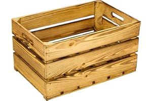 KISTENKOLLI ALTES LAND Caja de fruta pintada (54 x 35 x 30 cm), color madera