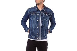 RED BRIDGE Chaqueta vaquera para hombre de algodón con bolsillos y botones delanteros Azul