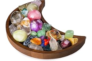 Curawood Moon Tray Crystal Holder - Display Your Crystals & Healing Stones - 10" x 5" Crescent Moon Tray for Crystals - Crystal Holder for Stones Display - Crystal Display Tray, Crystal Charging Plate