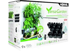 AquaEl Versa Garden Plus M161464 Système de mur végétal pour aquariophilie, 9 pots amovibles, éclairage LED 10W, prêt à l'emploi