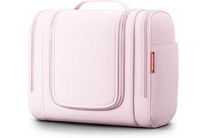 VANLINDSON Neceser XXL para Viaje [9 litros de Espacio, Diseño 2025] - Neceser Mujer y Hombre Colgante, Bolsa de Aseo Ideal para Maquillaje y Organización (Rosa)