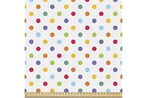 ABAKUHAUS Geometrico Tessuto a Metraggio, Allegro Design Pois, Tessuto Decorativo per Tappezzeria e Accenti Casa, 1 m, Multicolore Bianco