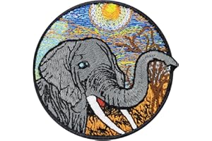 EXPRESS-STICKEREI Save The Earth SŁOŃ Naszywka Elephant Wildlife naprasowanka haftowane dzieło sztuki zapasowa i ochrona gatunków ochrona środowiska przyjaciele natury naklejka obrazek do naprasowania haft aplikacja znaczek 80 x 80 mm